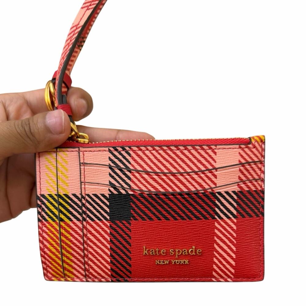 Kate Spade New York Morgan Museum Plaid Card Case Wristlet New With‎ Tags